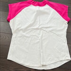 Anthropologie Pink and White Raglan Top